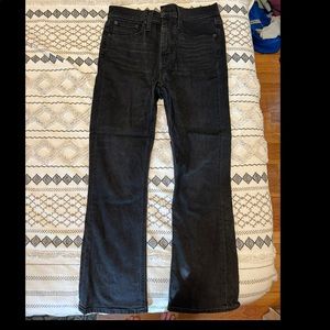 A pair of black wash JCrew Capri jeans. They are worn but in great condition.